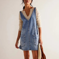Amara Denim Overall Dress in Sky Blue