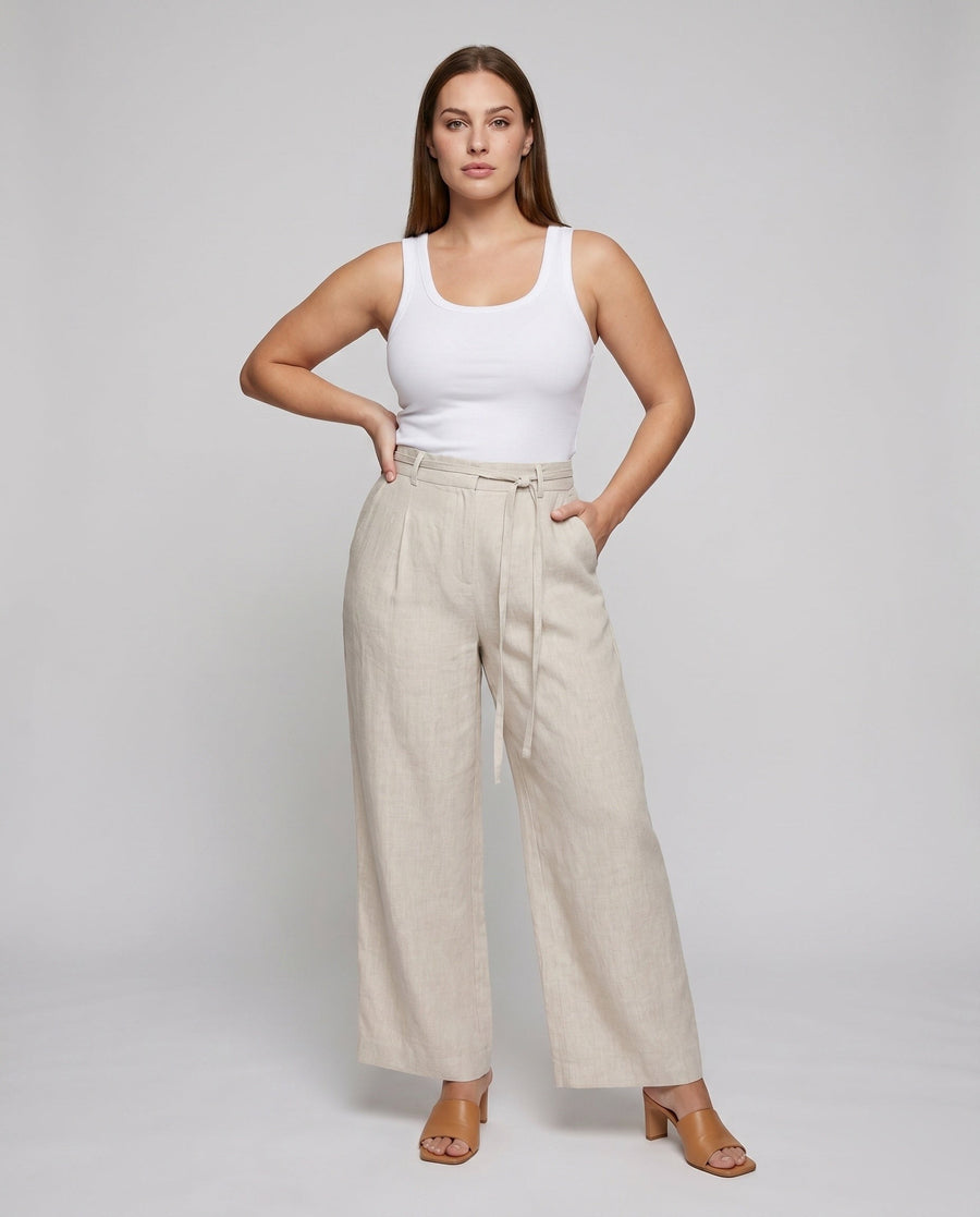 Amara Elegant Linen Trousers with Pockets