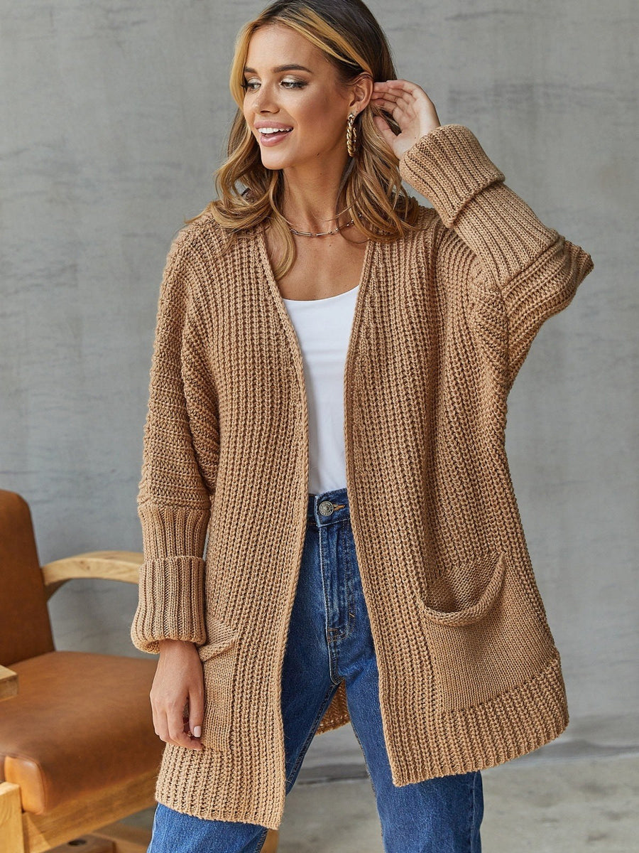 Amara Knit Cardigan with Pockets in Beige