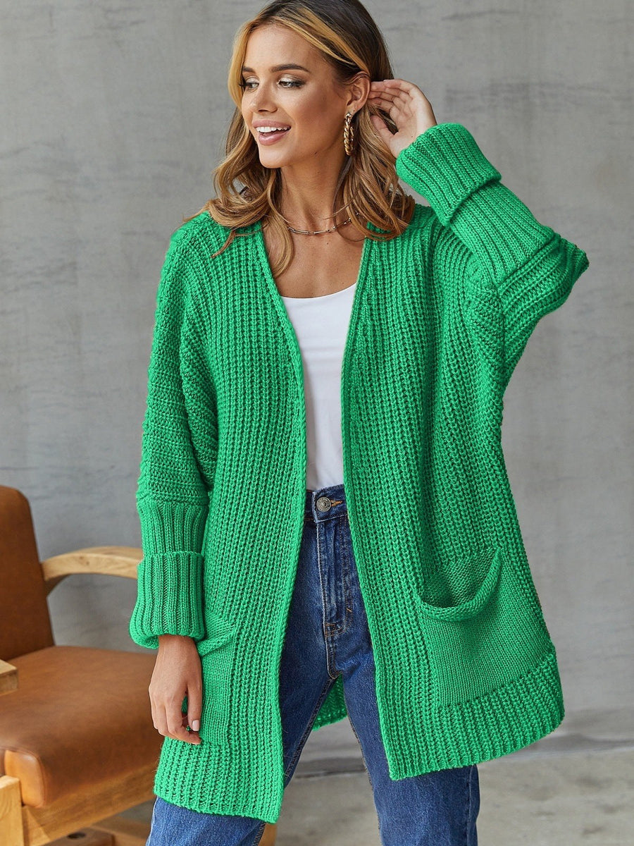 Amara Knit Cardigan with Pockets in Green
