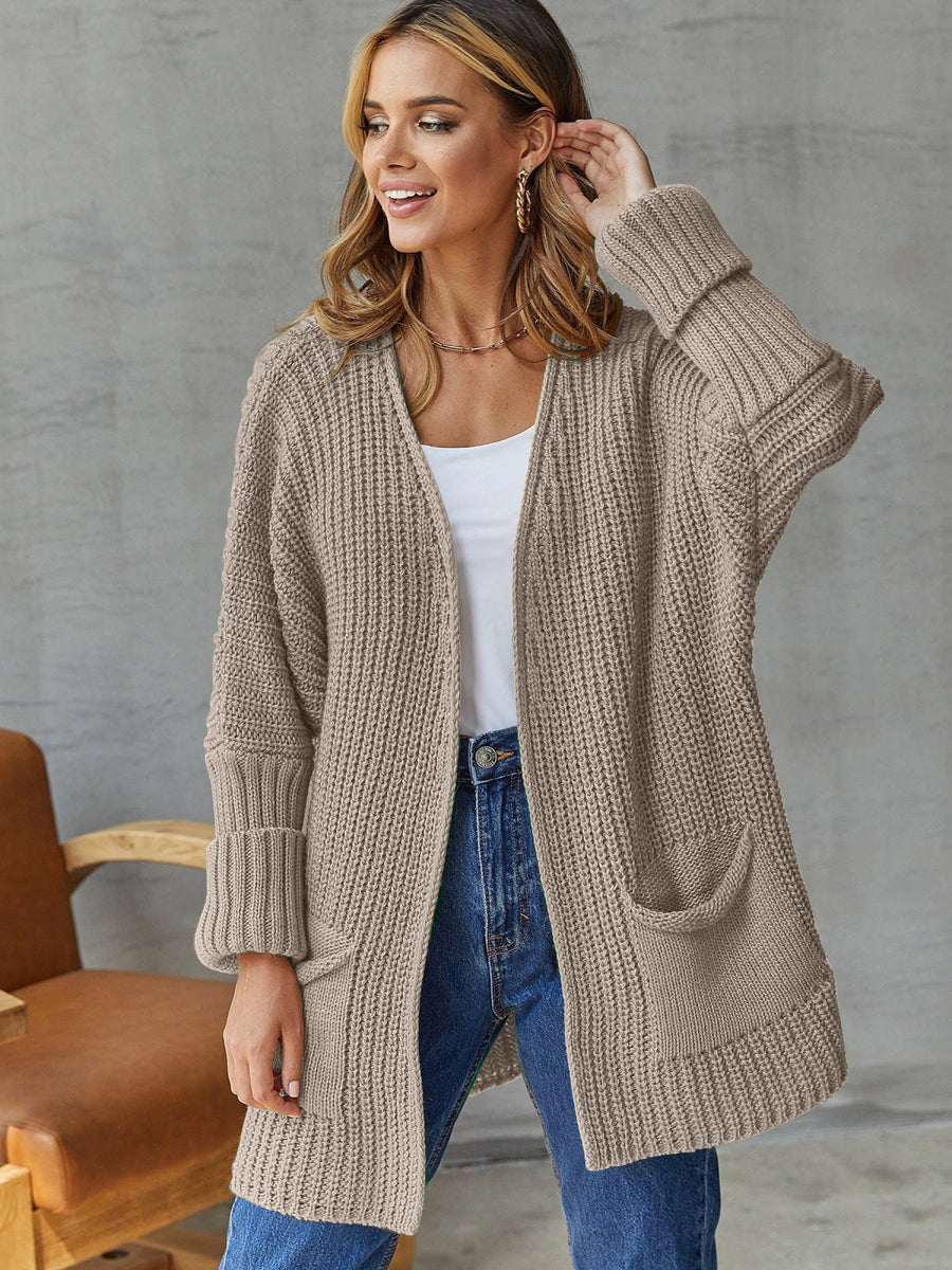 Amara Knit Cardigan with Pockets in Khaki