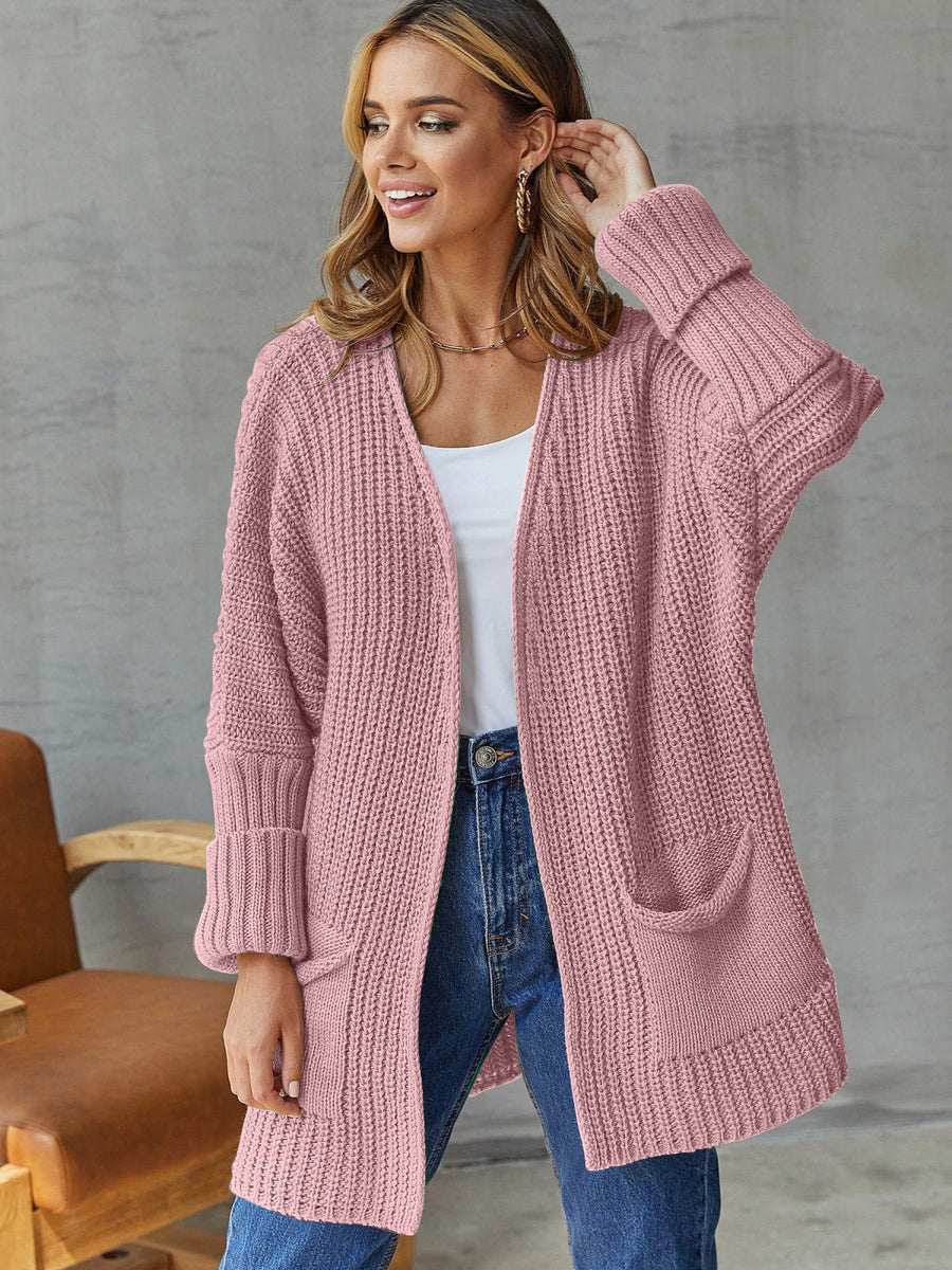 Amara Knit Cardigan with Pockets in Pink