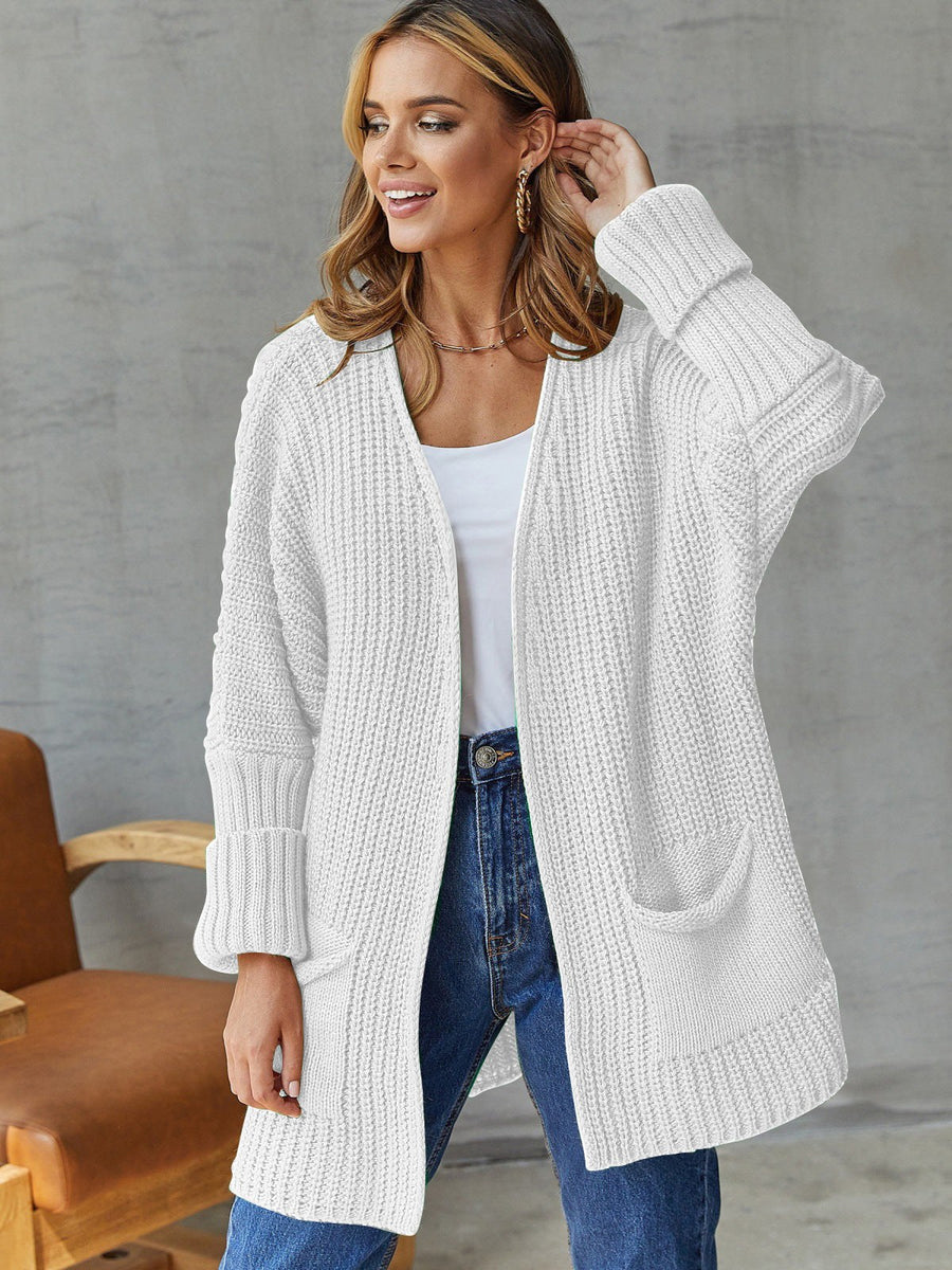 Amara Knit Cardigan with Pockets in White