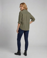 Amara Linen Blouse with Stand Collar