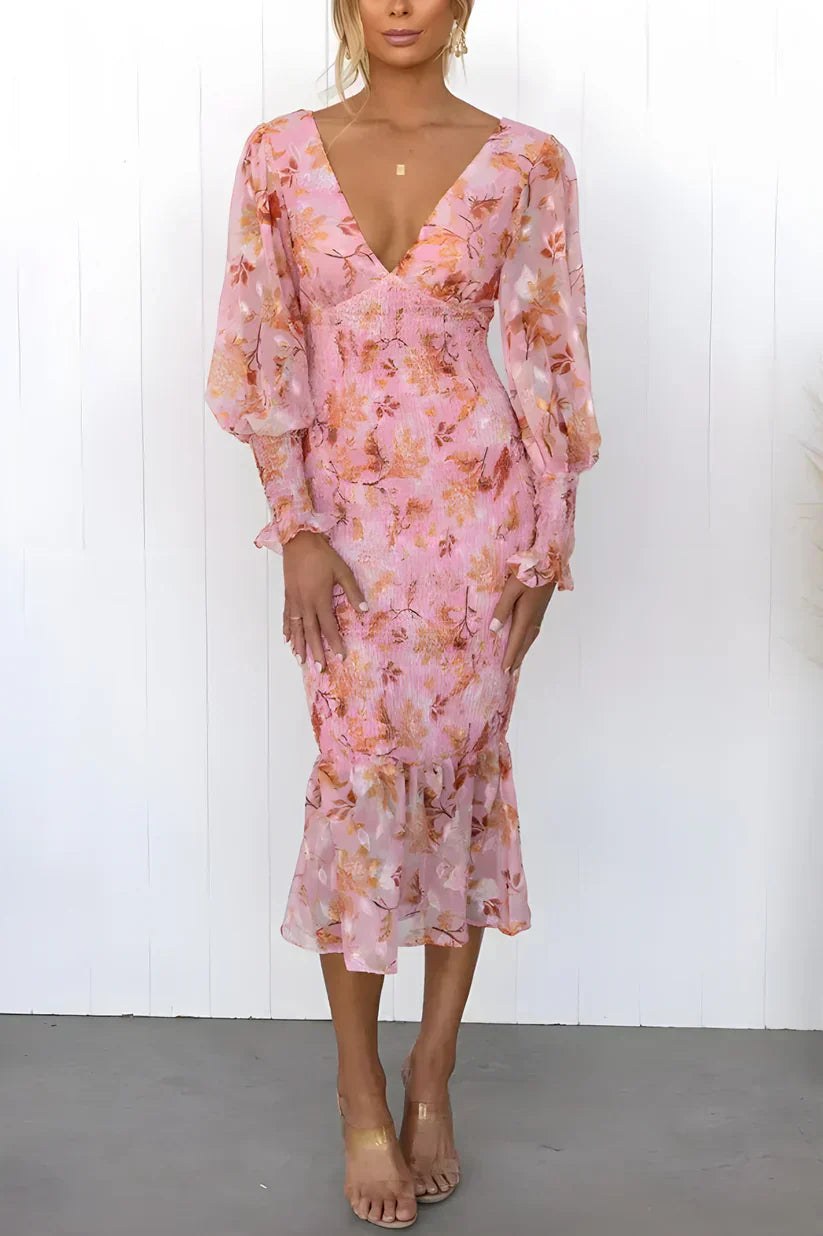 Amara Stunning Flower Dress in Pink