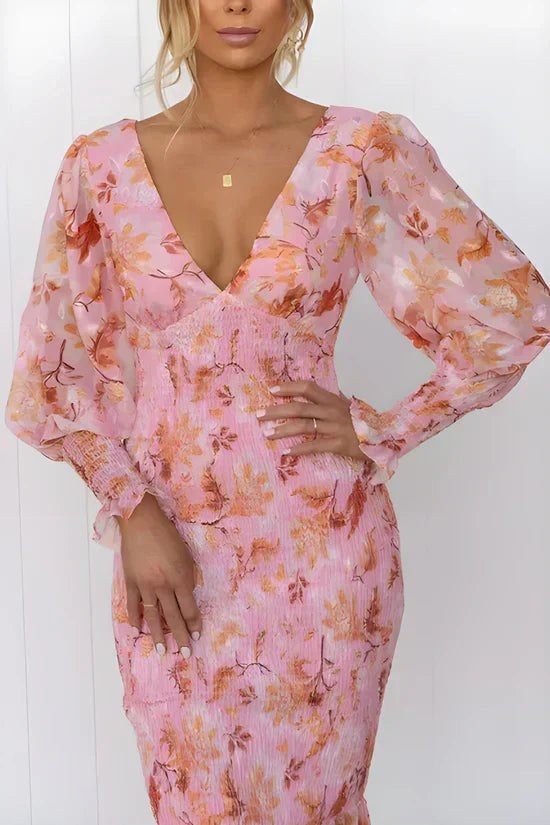 Amara Stunning Flower Dress in Pink