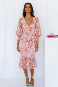 Amara Stunning Flower Dress in Pink