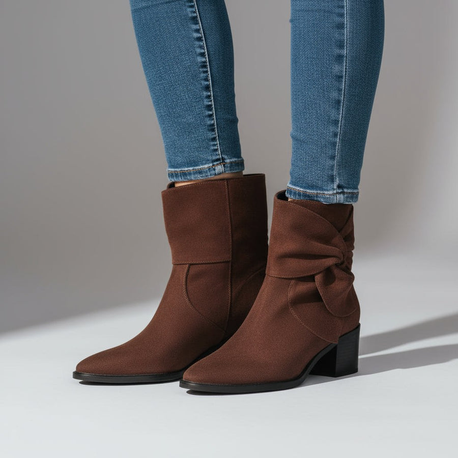 Amara Suede Ankle Boot in Espresso Brown
