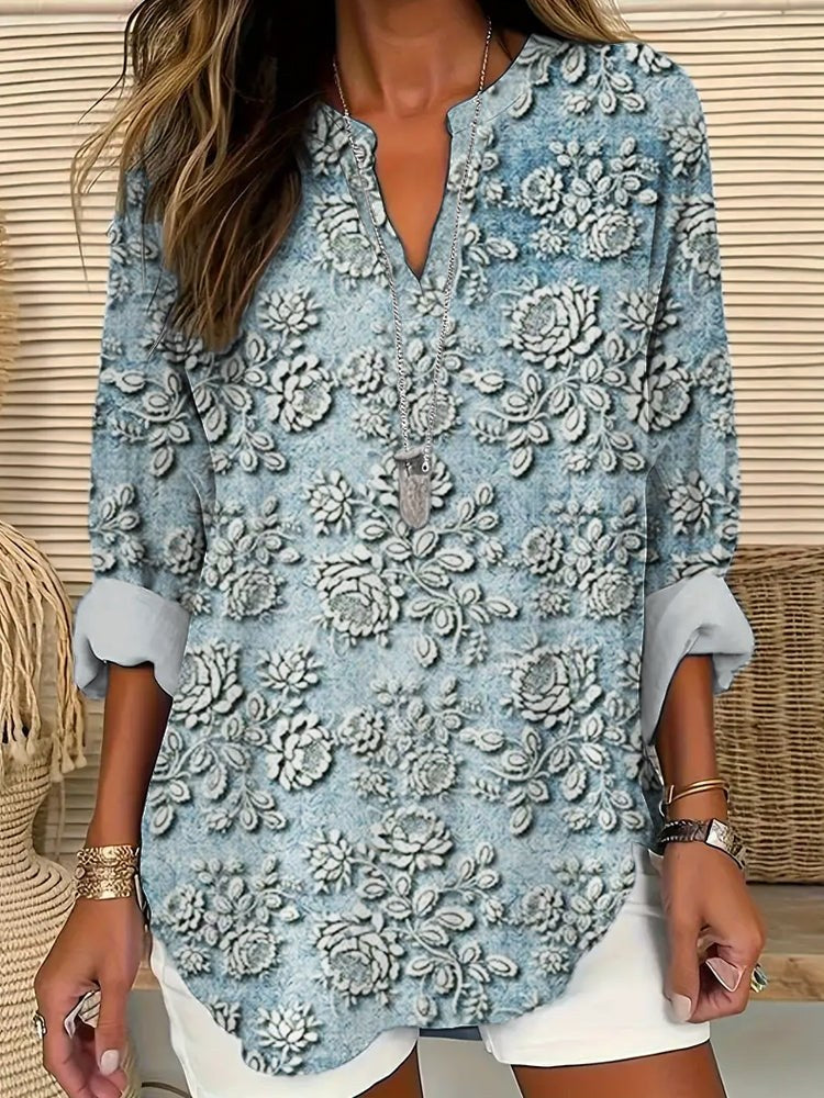 Amara™ Printed Blouse in Blue