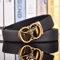 Amarillo Cowhide Leather Belt in Gold Dimple
