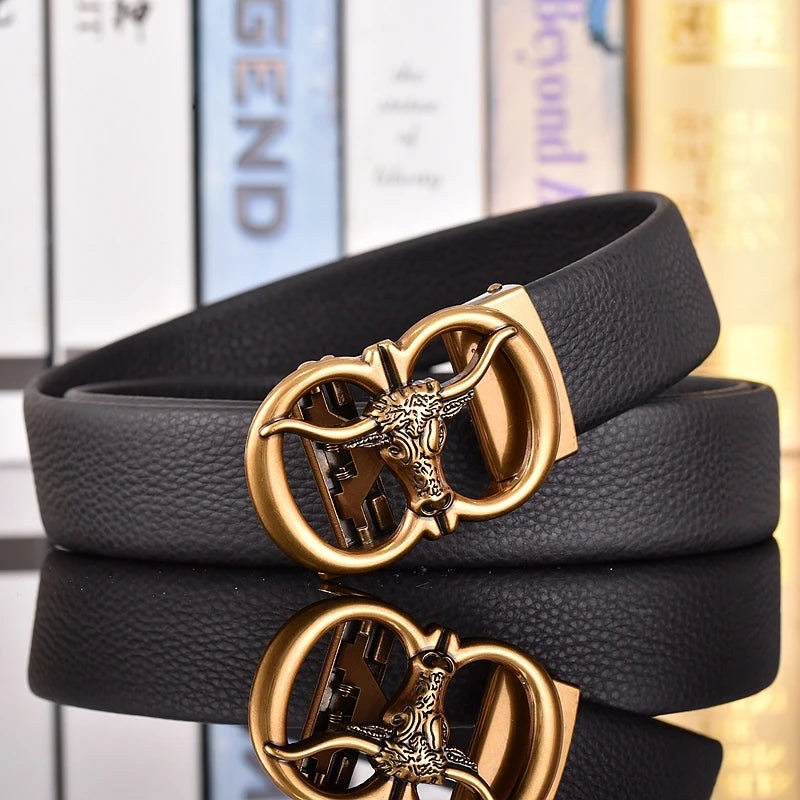 Amarillo Cowhide Leather Belt in Gold Dimple