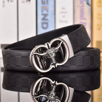 Amarillo Cowhide Leather Belt in Silver Checker