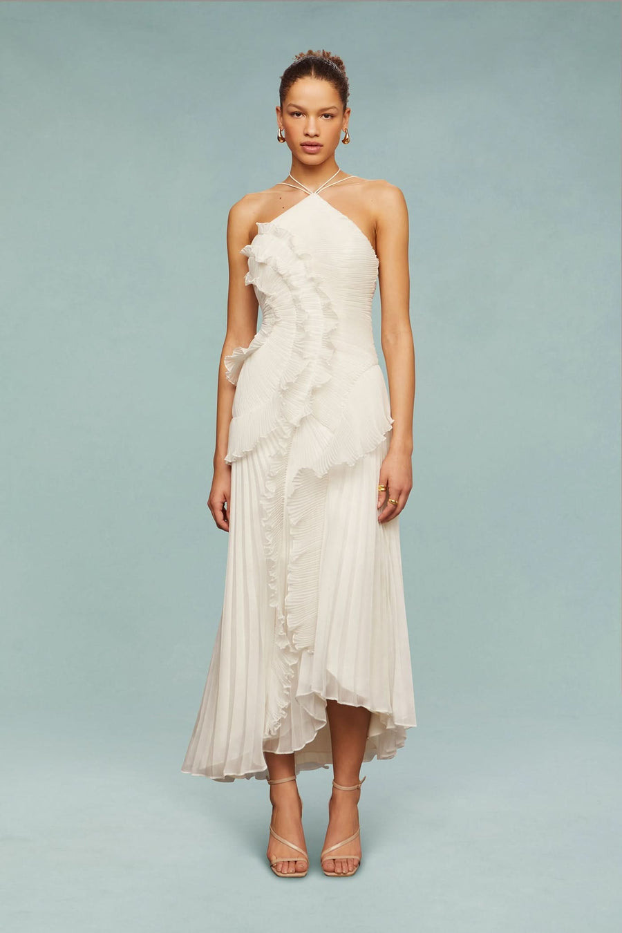 Amelia | Halter Maxi Dress in White