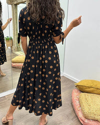 Amelia™ Polka Dots V-Neck Dress in Green
