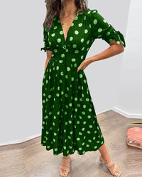 Amelia™ Polka Dots V-Neck Dress in Light Blue