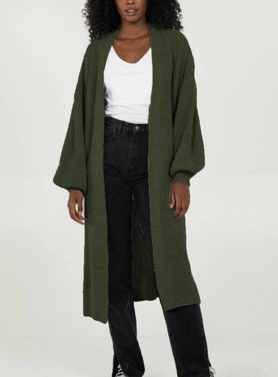 Amelie Casual Knit Cardigan with Oversized in Dark Grey