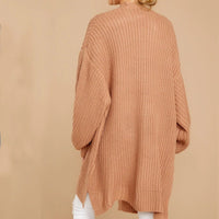 Amelie Knit Sweater with Side Split in Khaki