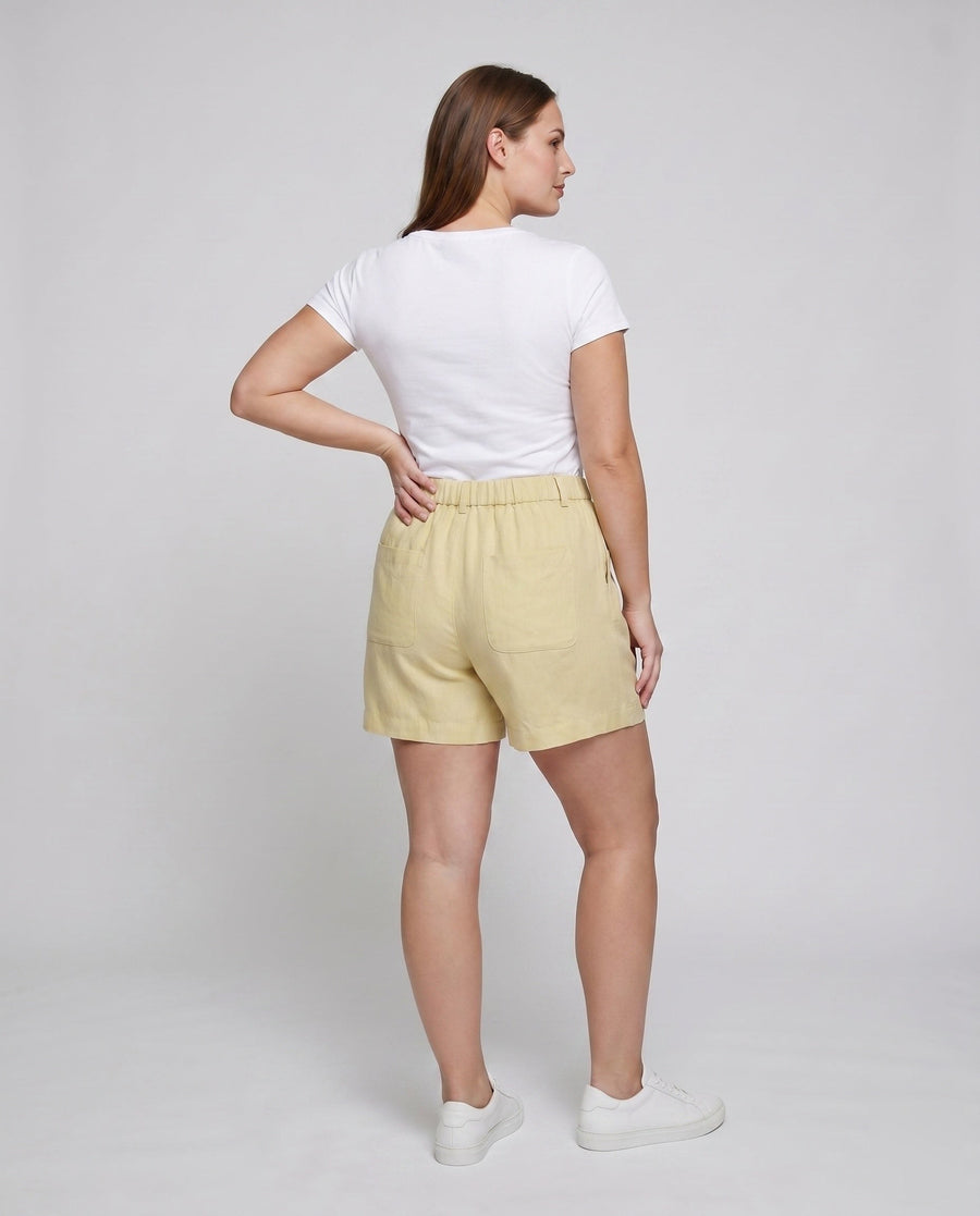 Amelie Linen Shorts with Elastic Waist and Pleated