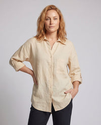 Amira Elegant Linen Blouse with Chest Pocket