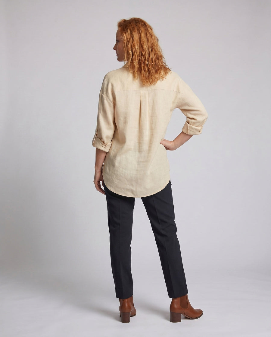 Amira Elegant Linen Blouse with Chest Pocket