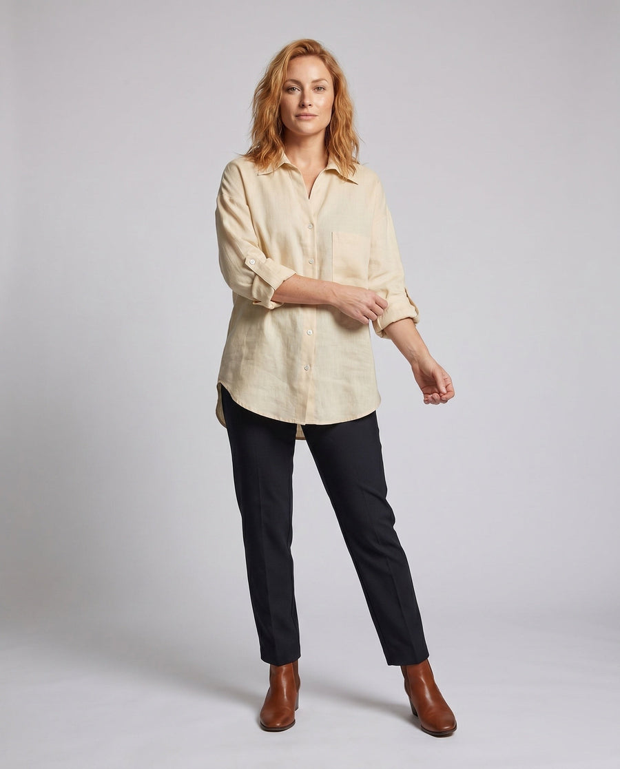 Amira Elegant Linen Blouse with Chest Pocket