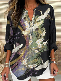 Amity™ Chic Flight Print Blouse in Black
