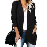 Anaya Casual Knit Cardigan with Pockets in Black