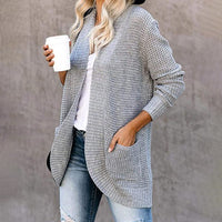 Anaya Casual Knit Cardigan with Pockets in Dark Grey