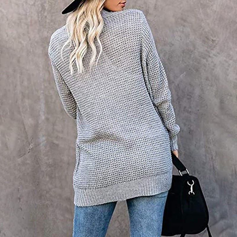 Anaya Casual Knit Cardigan with Pockets in Dark Grey