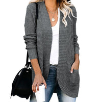 Anaya Casual Knit Cardigan with Pockets in Dark Grey
