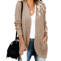 Anaya Casual Knit Cardigan with Pockets in Khaki