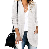 Anaya Casual Knit Cardigan with Pockets in White