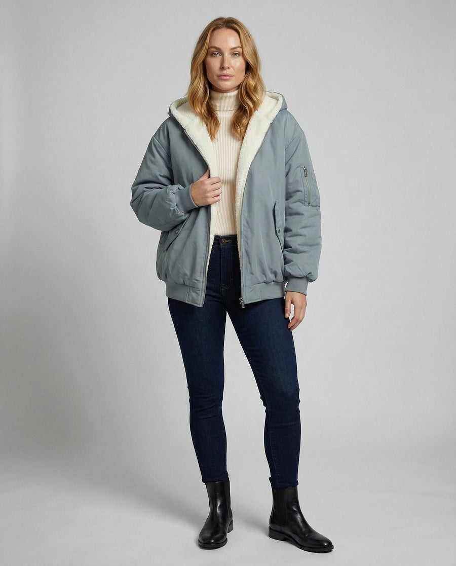 Anaya Jacket with Oversized in Grey