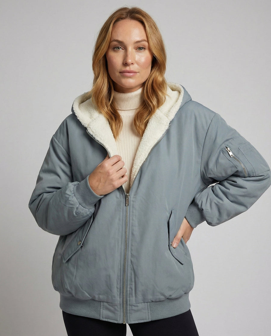 Anaya Jacket with Oversized in Grey