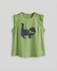 Anaya Linen Blend Top in Green