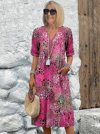 Andrea Vibrant Midi Dress in Blush Pink