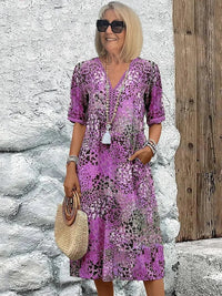 Andrea Vibrant Midi Dress in Lavender Purple
