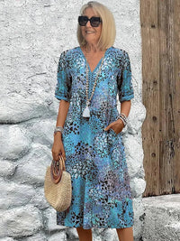 Andrea Vibrant Midi Dress in Ocean Blue