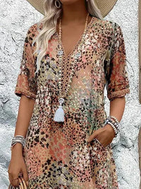 Andrea Vibrant Midi Dress in Sandy Beige
