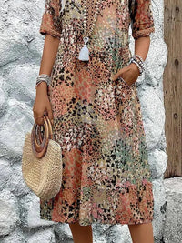 Andrea Vibrant Midi Dress in Sandy Beige