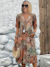 Andrea Vibrant Midi Dress in Sandy Beige