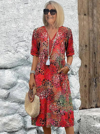 Andrea Vibrant Midi Dress in Scarlet Red