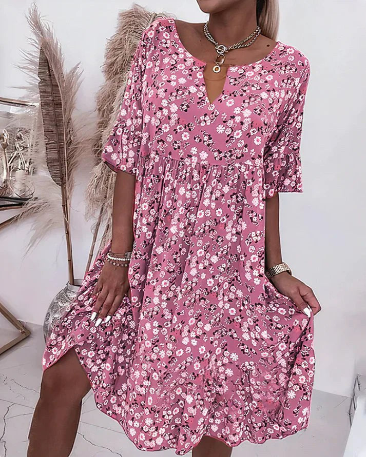 Angelica Cozy Shift Dress in Pink