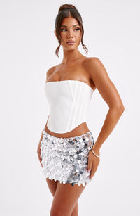 Lourdes Mini Skirt in Silver