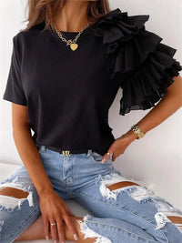 Anna™ Chic Top with Bold Ruffle Sleeves in Black
