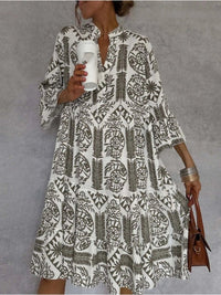 Annerose | Women's Printed Collared 3/4 Sleeve Mini Dress