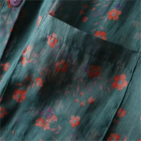 Annette™ Floral Half-Placket Shirt in Blue