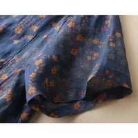 Annette™ Floral Half-Placket Shirt in Blue