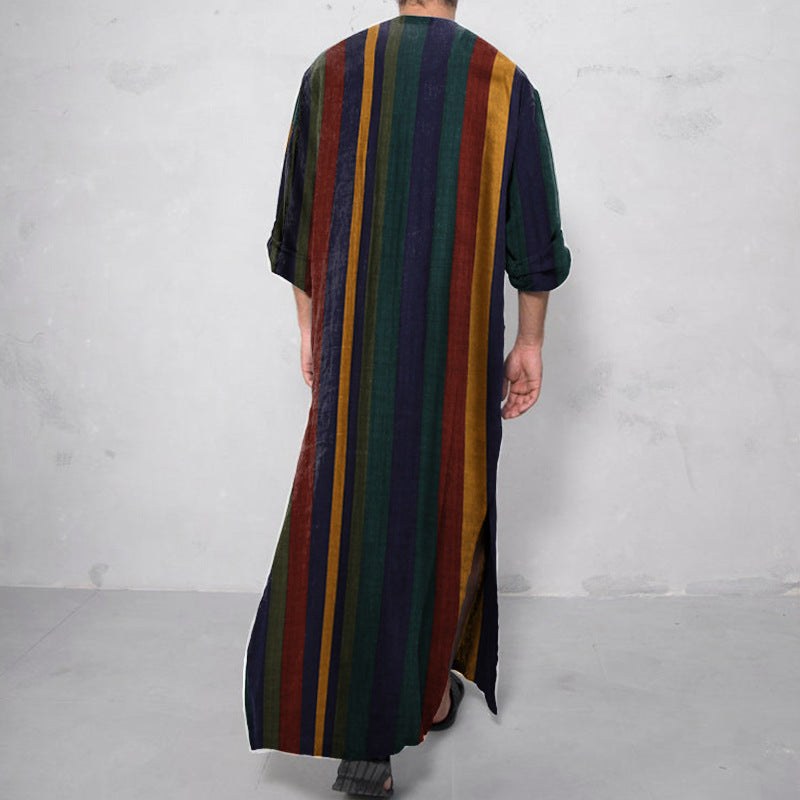 Annika Relaxed Linen Dress with Crew Neck and Button Front