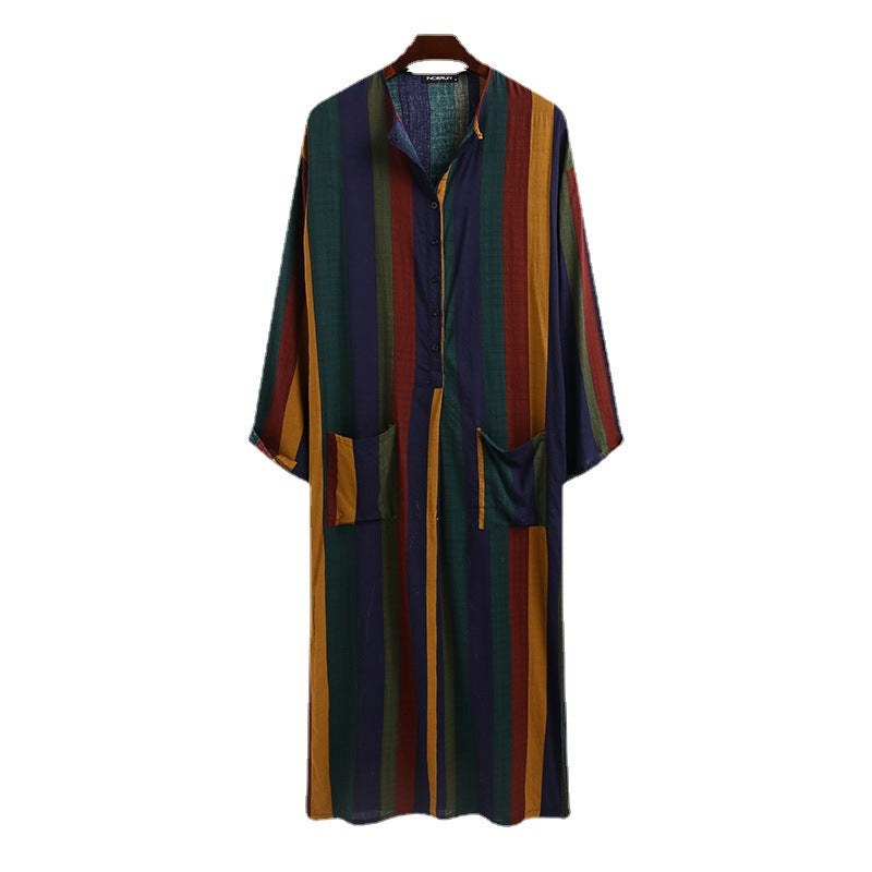 Annika Relaxed Linen Dress with Crew Neck and Button Front